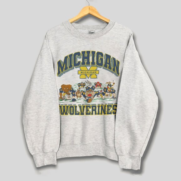 Vintage NCAA University of Michigan Wolverines Looney Tunes Football Sweatshirt - Picture 1 of 2